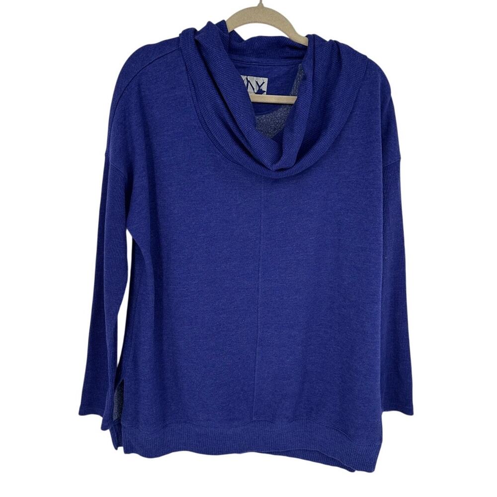 Marc New York Royal Blue Cowl Neck Sweater Waffle Knit Sleeves Winter Casual L